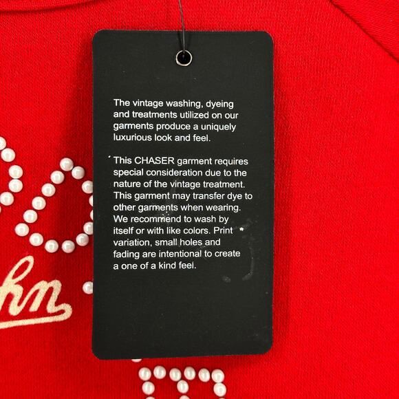 Chaser Elton John Crocodile Rock Embellished Sweatshirt Womens Size XS Red - Picture 6 of 7